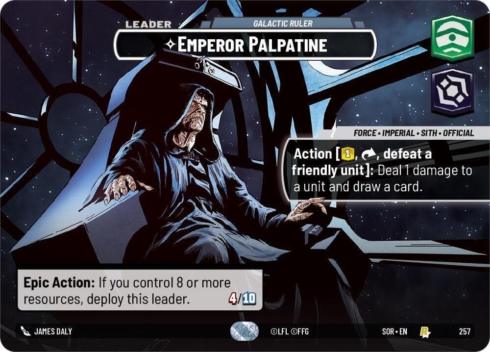 Emperor Palpatine card in Star Wars Unlimited