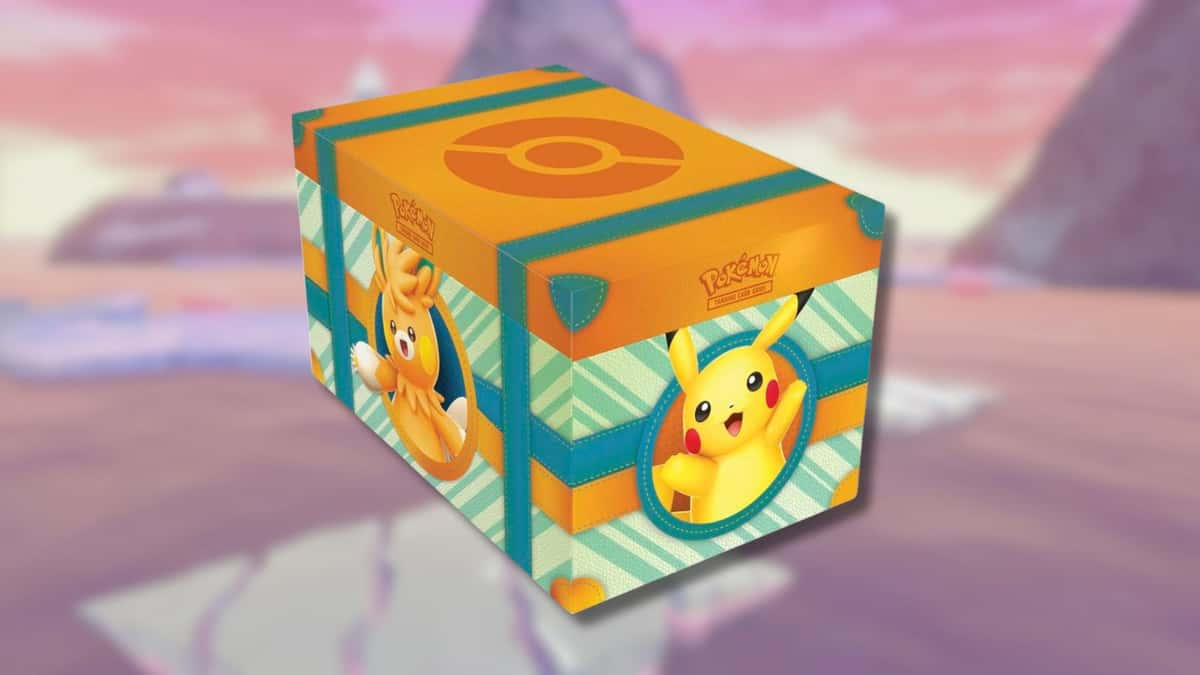 Paldea Adventure Chest with Pokemon background.