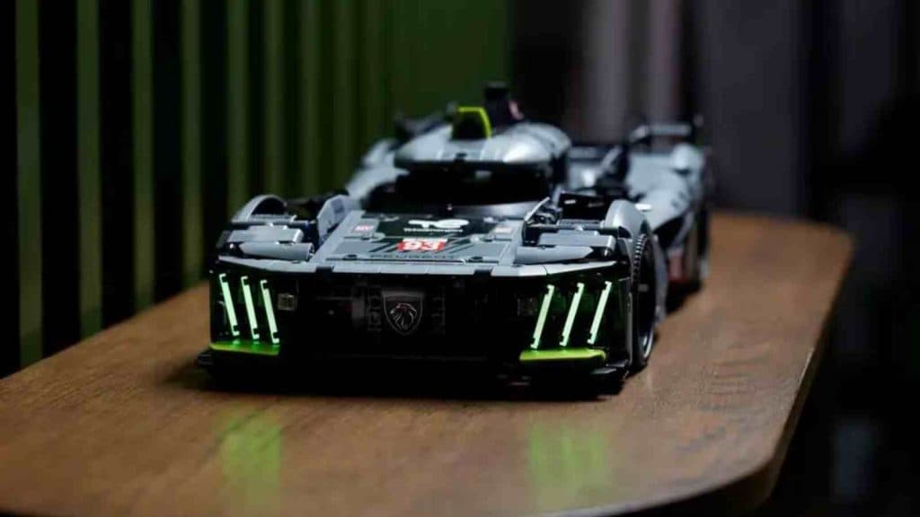 The LEGO Peugeot Le Mans Hypercar on display