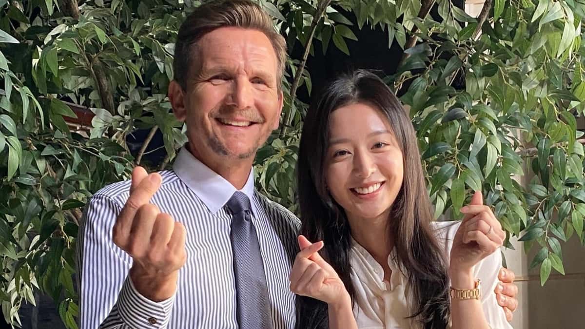 Sebastian Roché and Kim Ji-won on set for Queen of Tears.