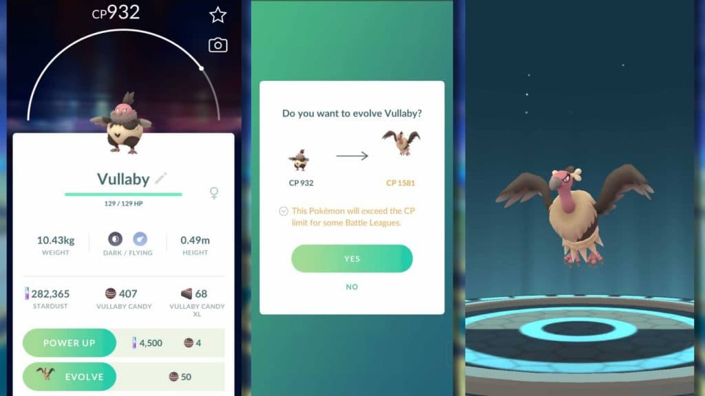 Pokemon Go screenshots show how to evolve Vullaby