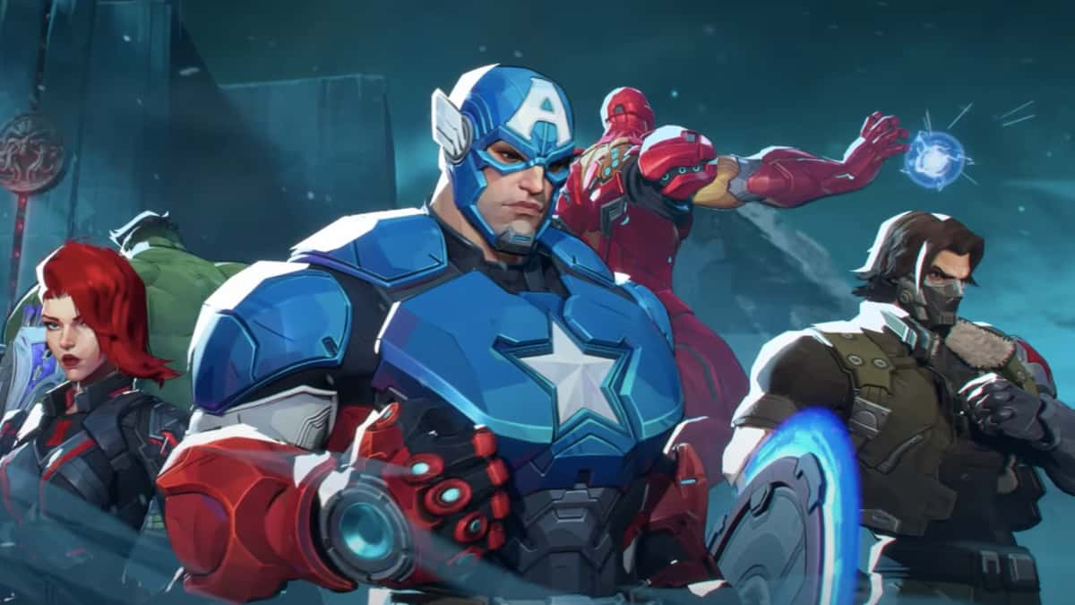 An image of Marvel Rivals keyart from the launch trailer featuring Captain America.