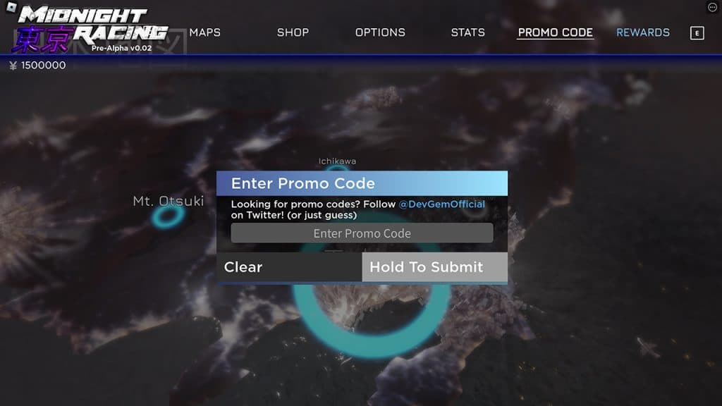 How to use codes in Midnight Racing Tokyo
