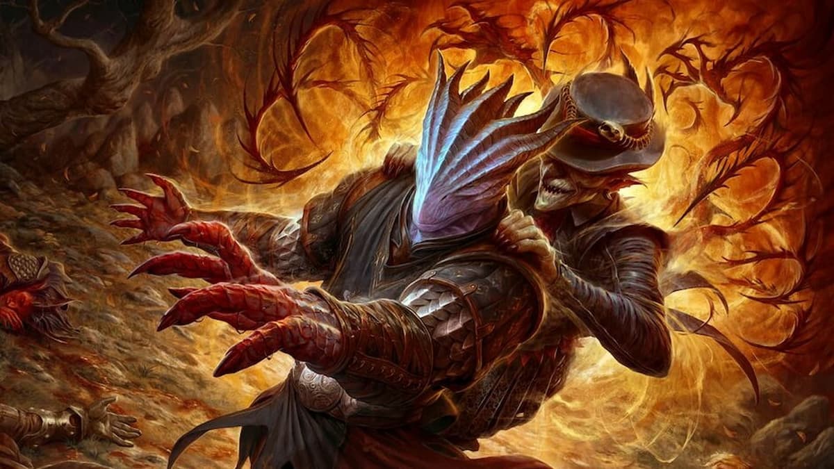 The Dark Urge White Dragonborn in Baldur's Gate 3 covered in blood