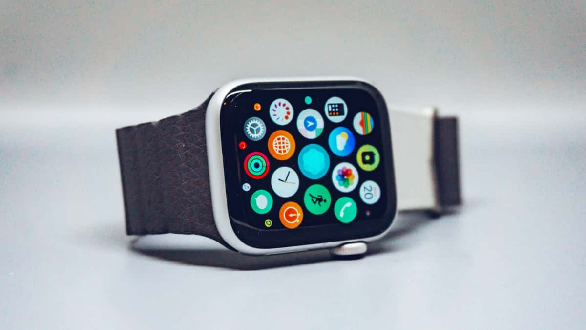 Apple Watch in black against a photography backdrop