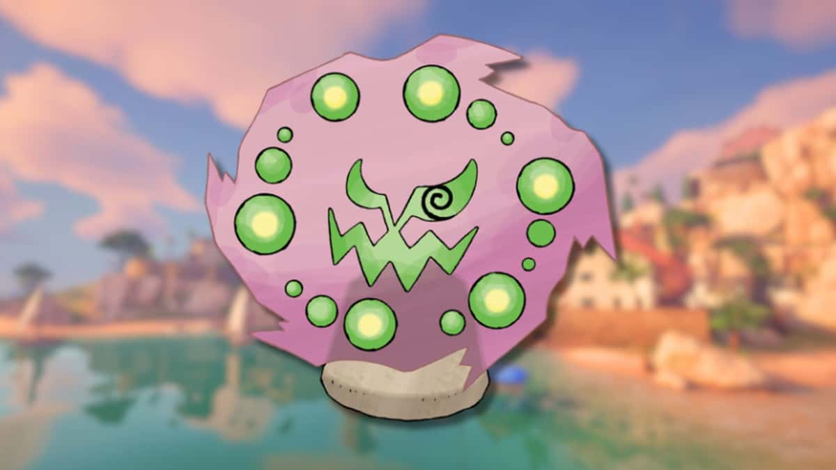 Spiritomb with Fortnite background.