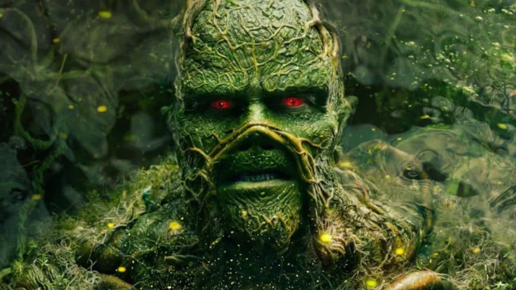 Swamp Thing stars at the camera