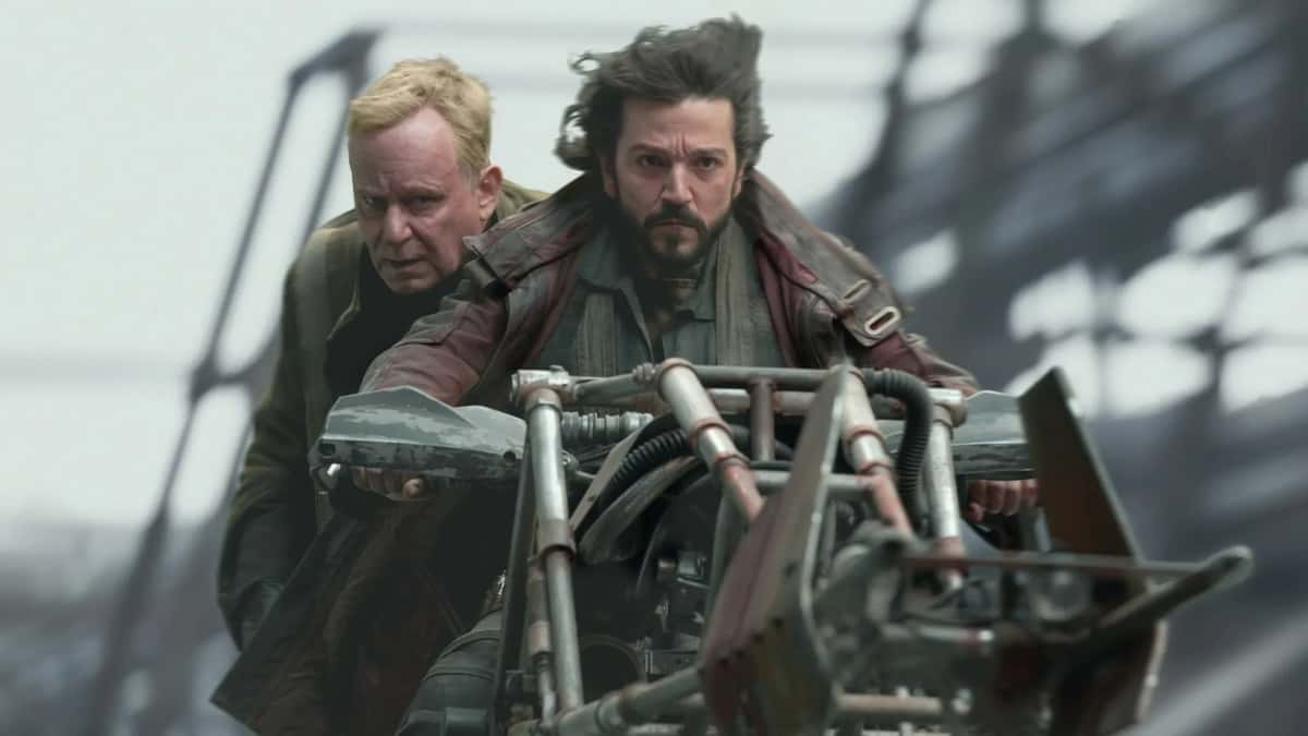 Stellan Skarsgård as Luthen and Diego Luna as Cassian in Andor