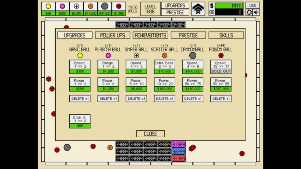 All the upgrades in Idle Breakout