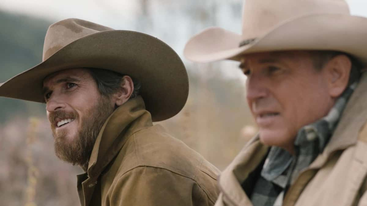 Dave Annable and Kevin Costner as Lee and John Dutton on Yellowstone