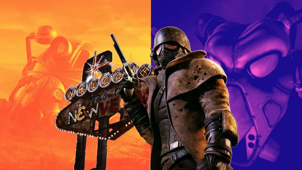 The New Vegas cover image on a background of images from Fallout 2 & 3