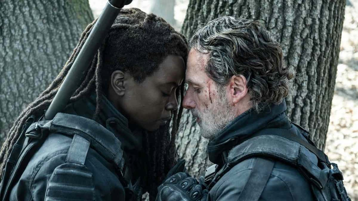 Danai Gurira as Michonne and Andrew Lincoln as Rick Grimes in The Walking Dead: The Ones Who Live