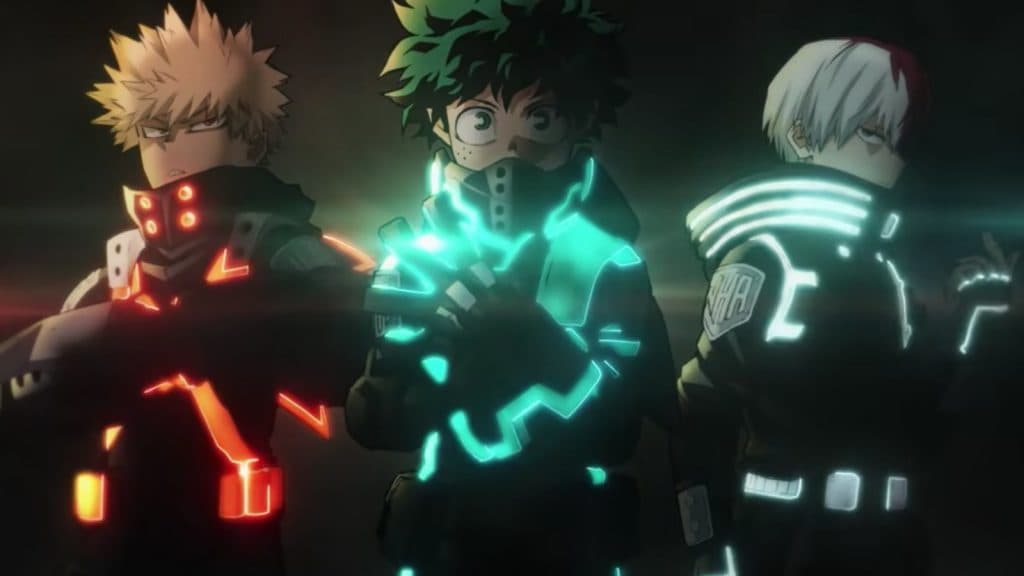 Deku, Bakugo and Todiroki from My hero Academia.