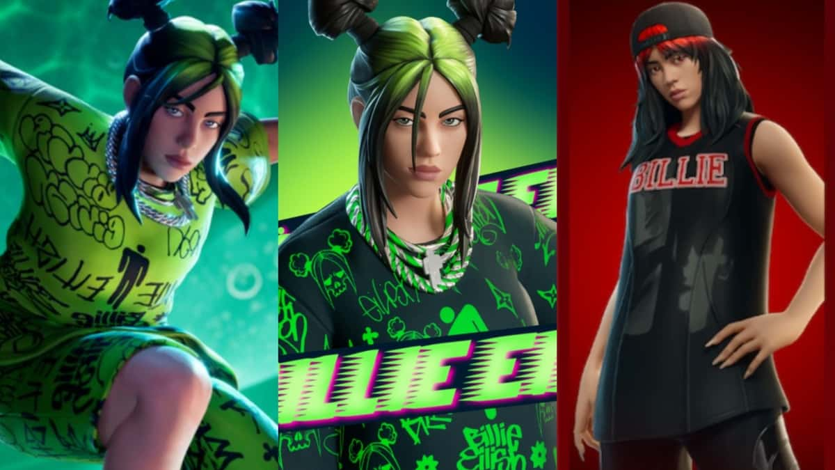 A screenshot featuring all Billie Eilish skins in Fortnite.