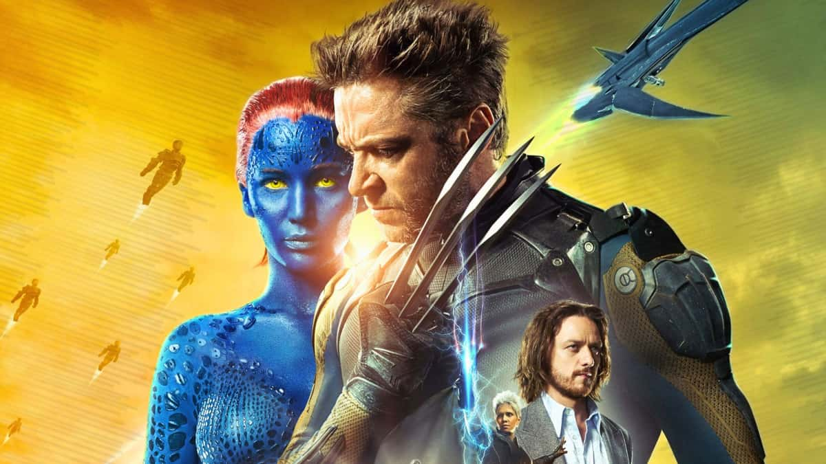 Hugh Jackman as Wolverine and Jennifer Lawrence as Mystique in the X-Men: Days of Future Past poster.