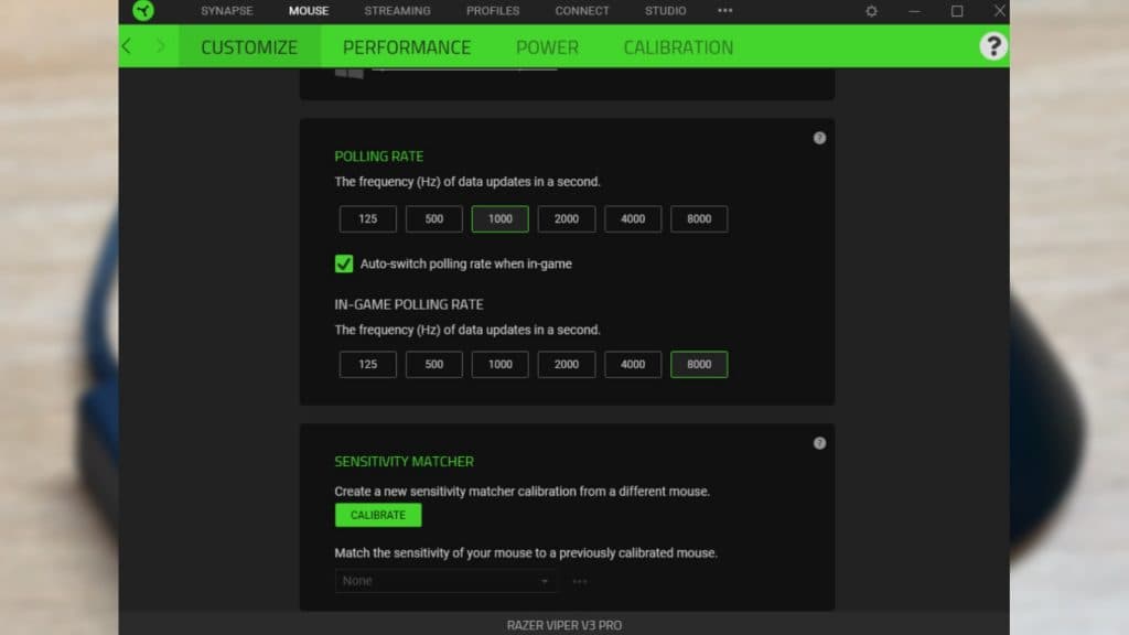 Razer Synapse features on Viper V3 Pro