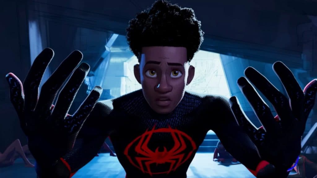 Miles Morales stares at his hands in Across the Spider-Verse.