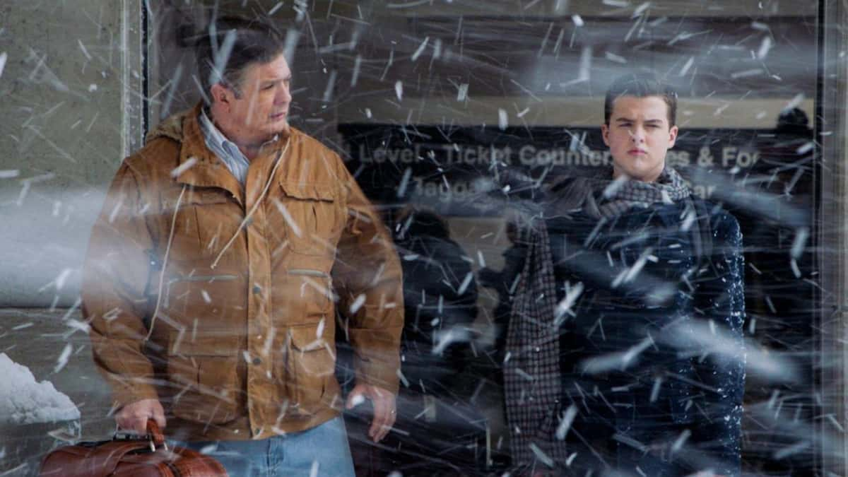 George and Sheldon in a snowstorm in Young Sheldon