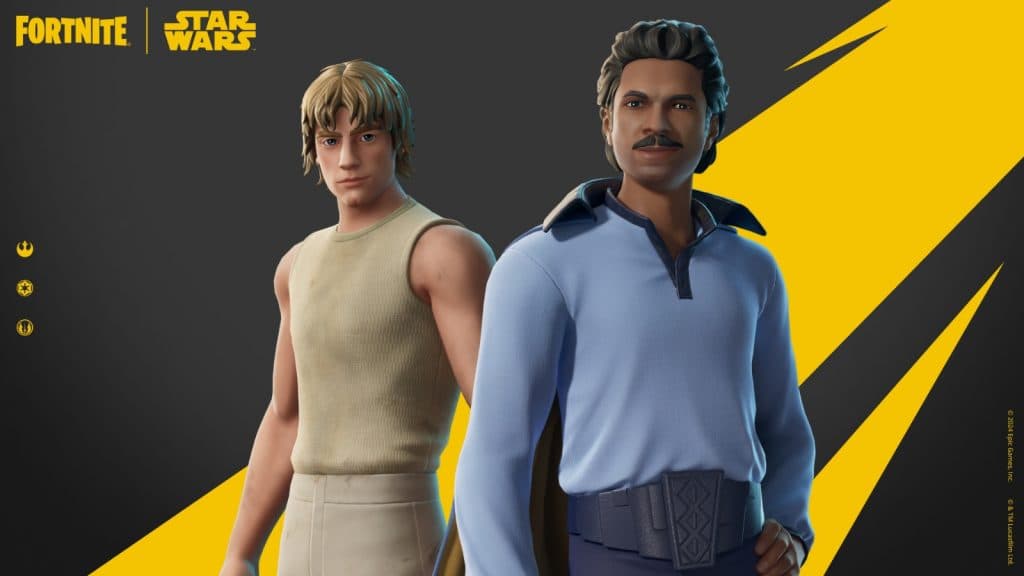 Luke and Lando Star Wars Fortnite skins