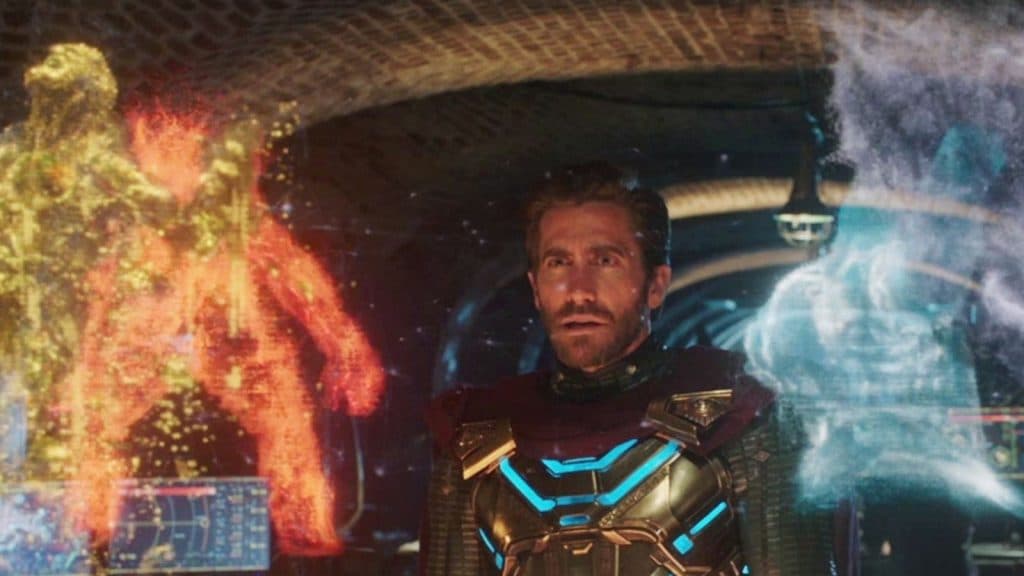 Mysterio stares at the Elementals from Spider-Man: Far From Home