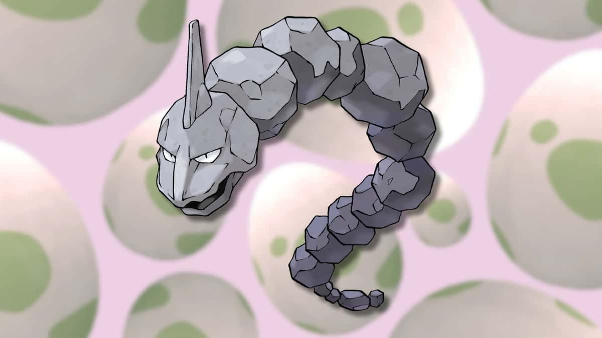 Onix with Pokemon Egg background.