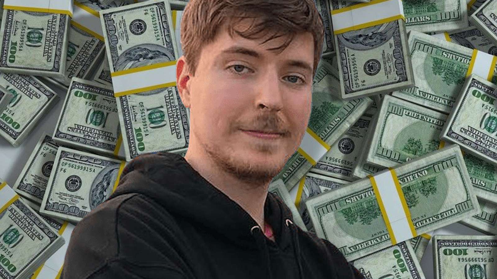 MrBeast in front of wads of cash