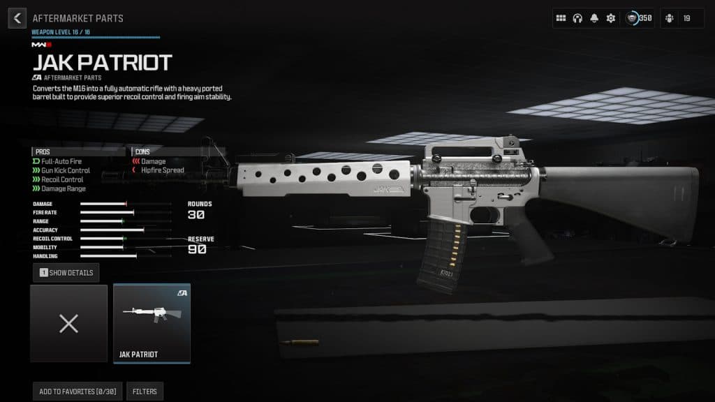 JAK Patriot conversion kit on M16 in MW3 and Warzone Season 3 Reloaded.