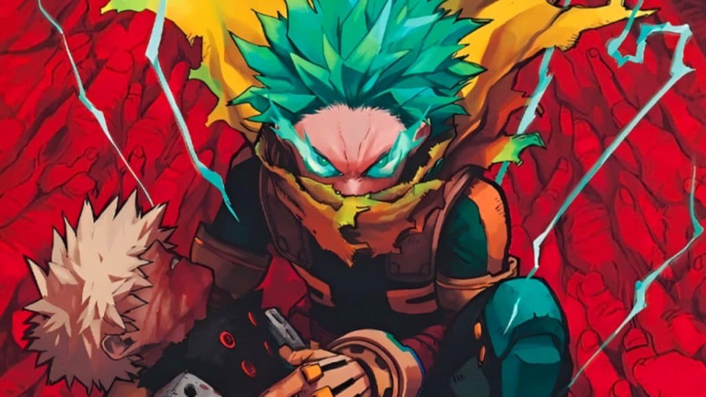 Deku and Bakugo on My Hero Academia manga cover