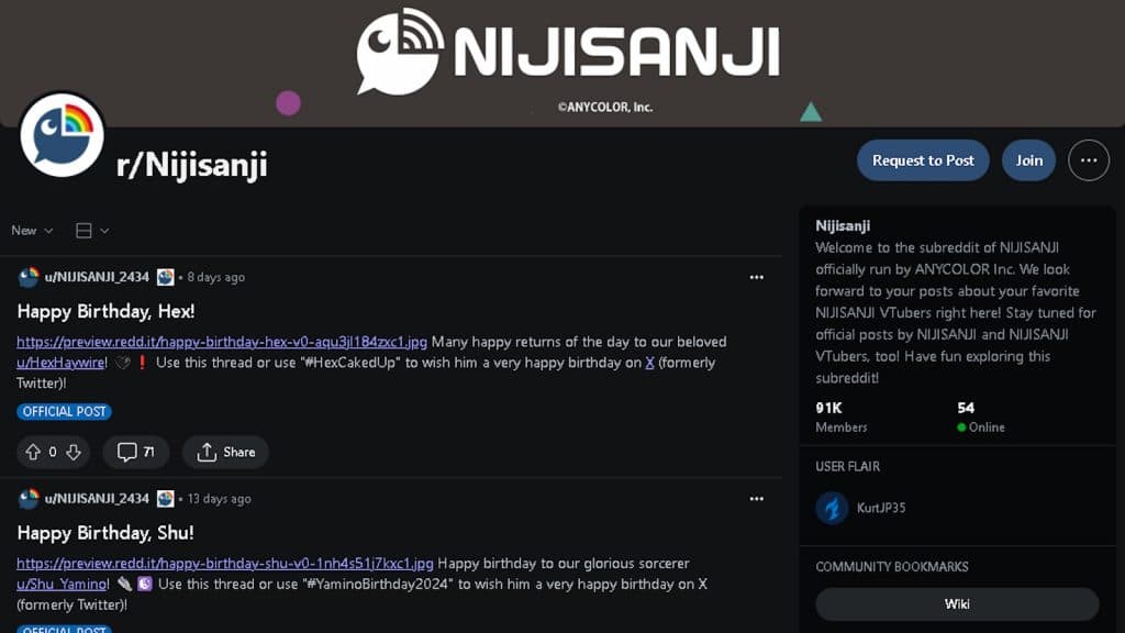 The official Nijisanji subreddit after it was made restricted.