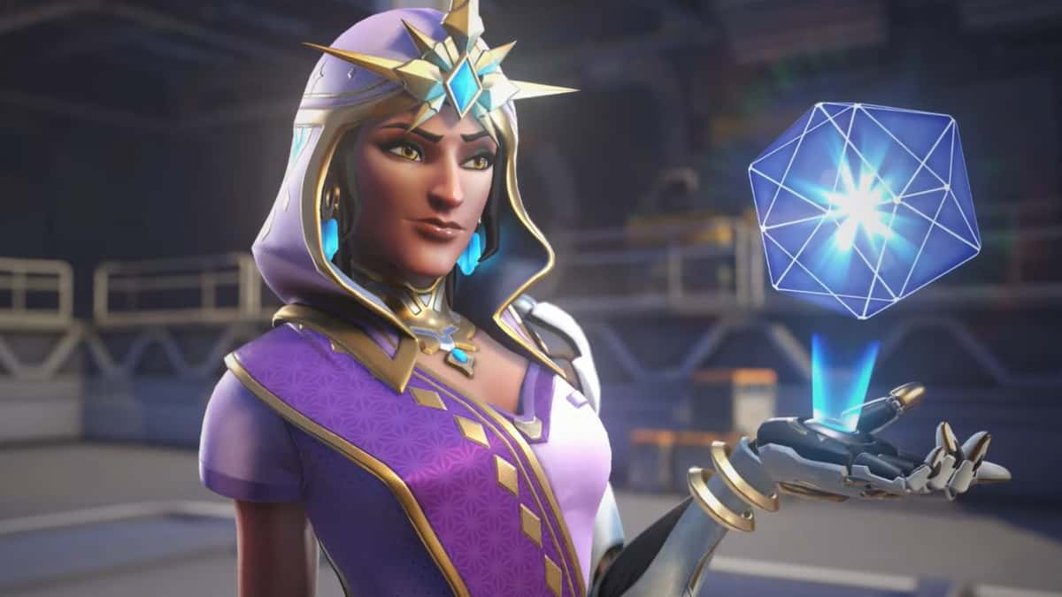 A screenshot featuring the Conjurer Symmetra skin in Overwatch 2.