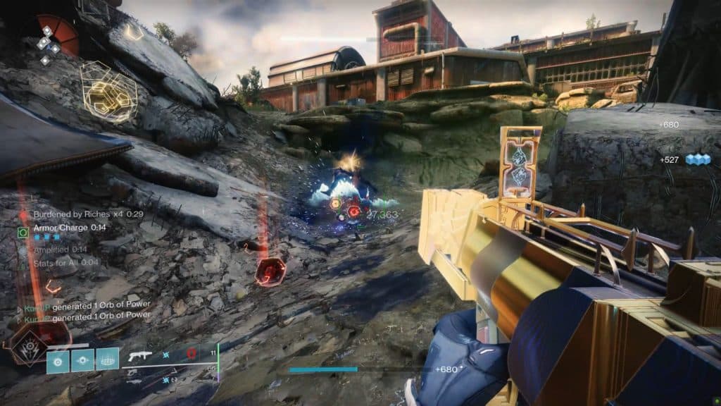Forbearance grenade launcher being used to add-clear in Destiny 2.