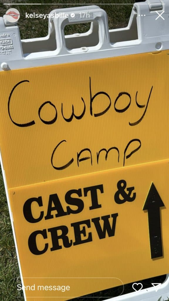 Photo of cowboy camp sign from the Yellowstone set