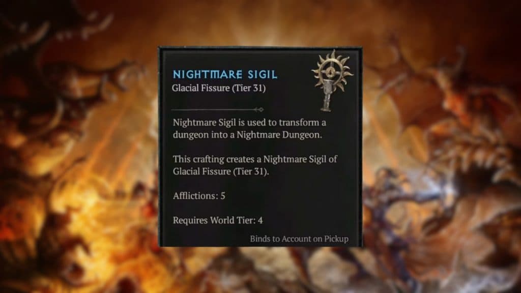 Diablo 4 Season 4 Glacial Fissure Nightmare Sigil