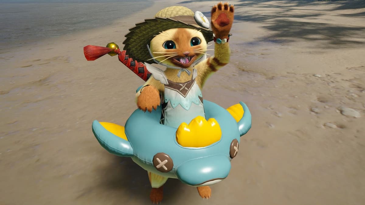 Palico with a dolphin float