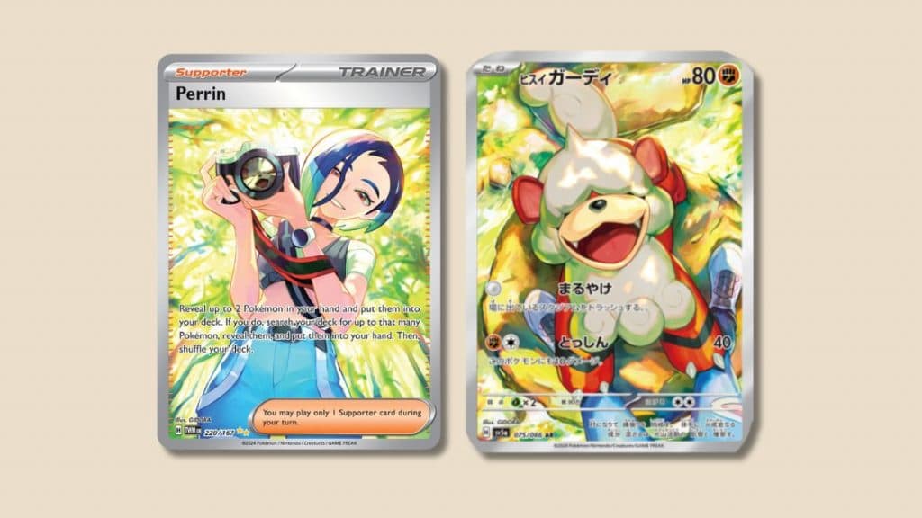 Perrin and Hisuian Growlithe Pokemon cards.