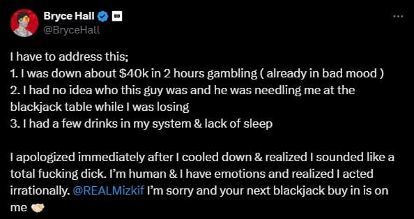 Bryce Hall Mizkif Apology