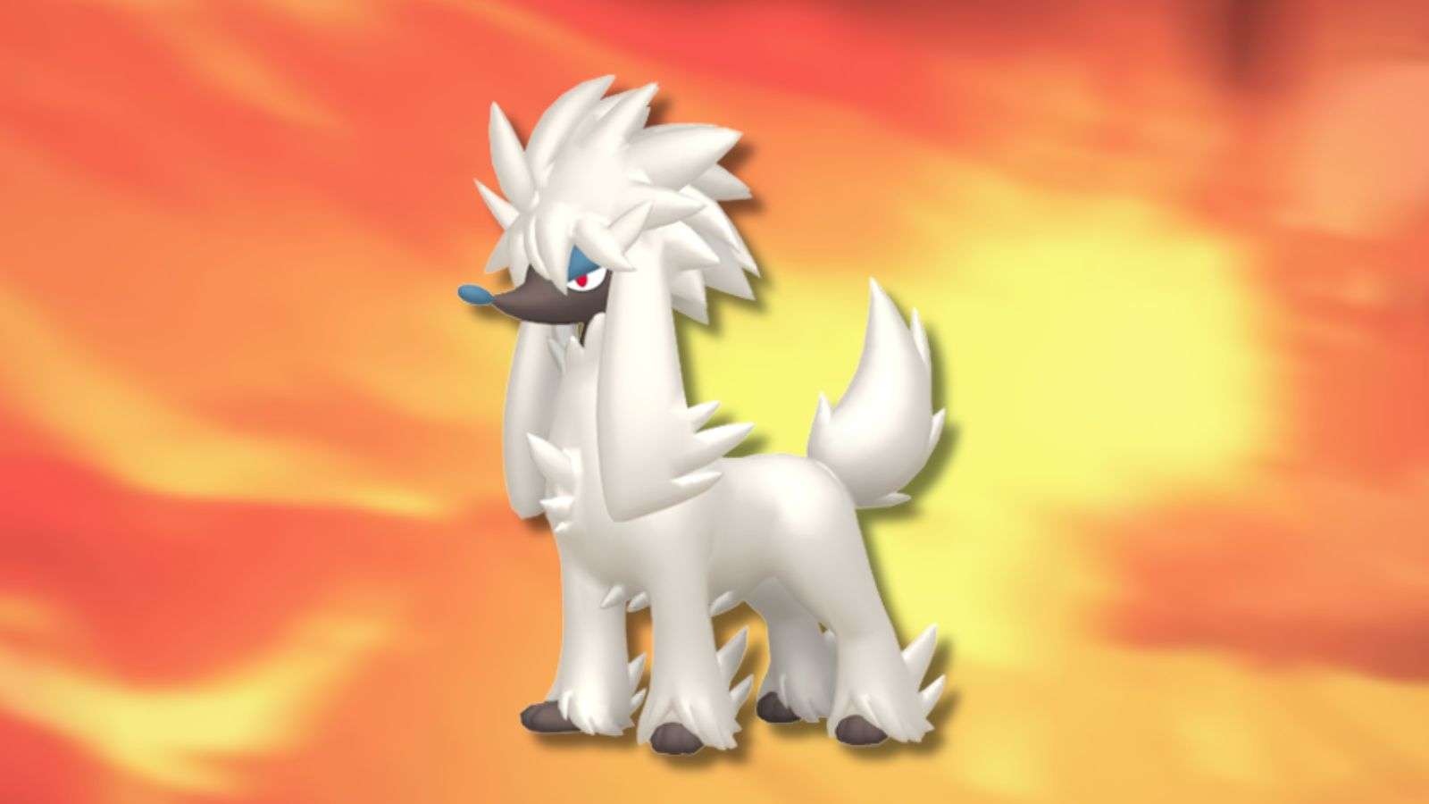 Furfrou Pokemon with fire background.