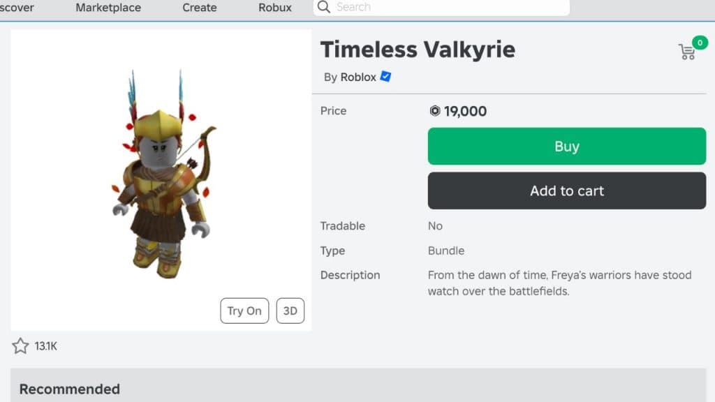 Timeless Valkyrie bundle in Roblox The Classic event