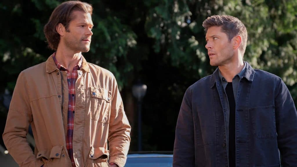 Sam and Dean Winchester ait on the bonnet of their Impala in Heaven during the Supernatural finale.