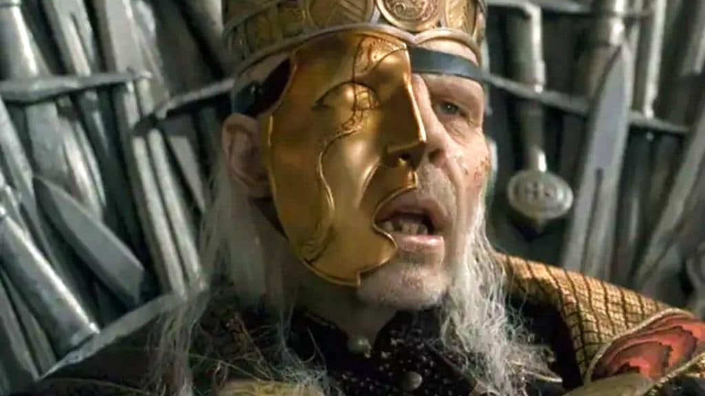 King Viserys with his mask on in House of the Dragon Season 1