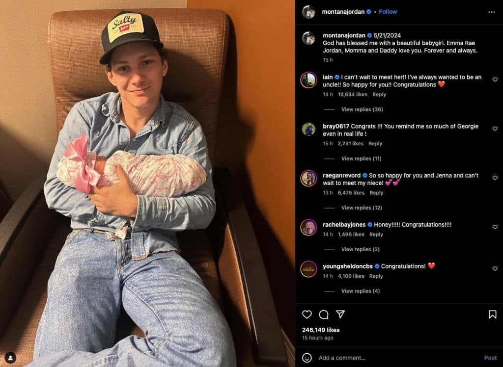 Montana Jordan's baby announcement