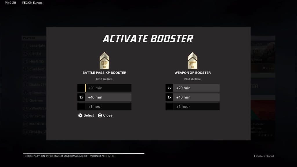 XDefiant booster screen