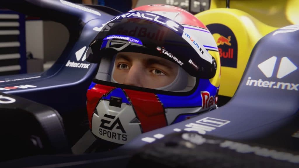 Max Verstappen in Red Bull Formula 1 car in F1 24.