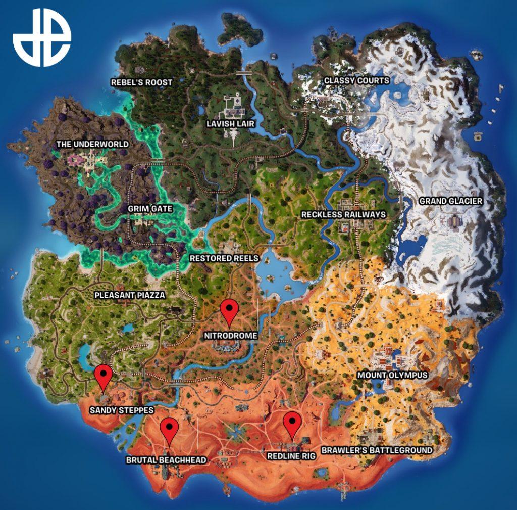 Fortnite Chapter 5 Season 3 map locations.
