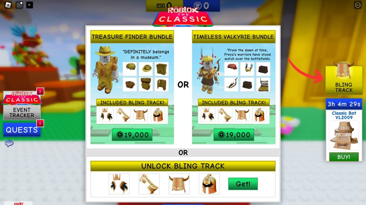 How to unlock Bling Track in Roblox The Classic event