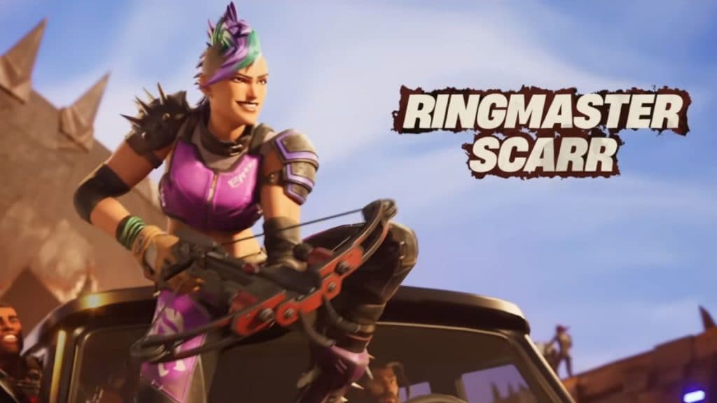 Ringmaster Scarr with the new Boom Bolt weapon in Fortnite