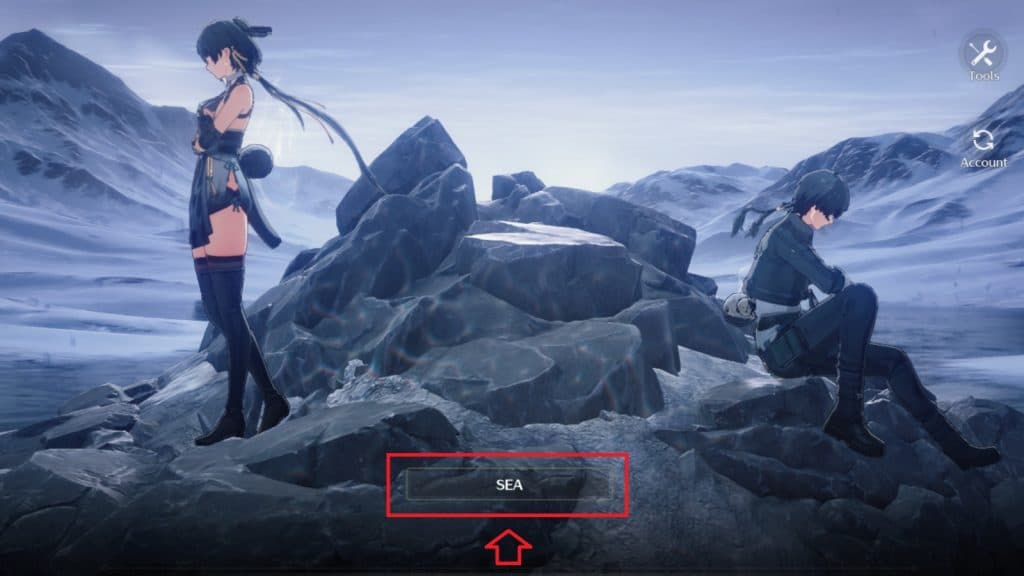A screenshot featuring the server option in Wuthering Waves.