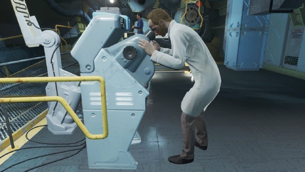 Fallout 4 Vault tec scientist looking into a radar scope