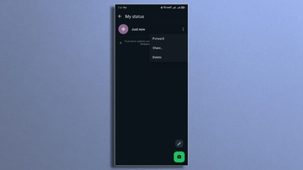Delete Whatsapp Voice Status
