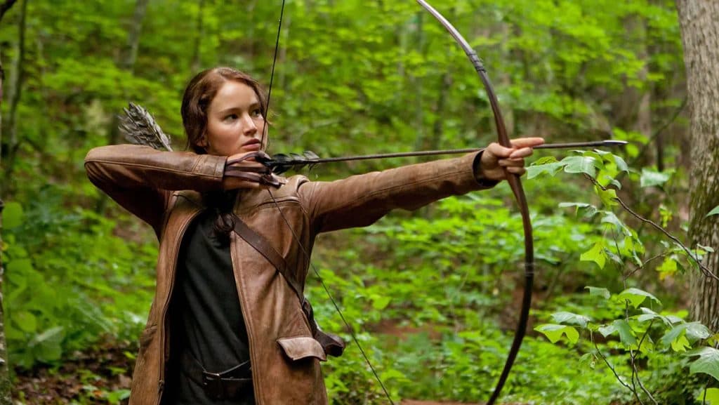 Jennifer Lawrence as Katniss in The Hunger Games